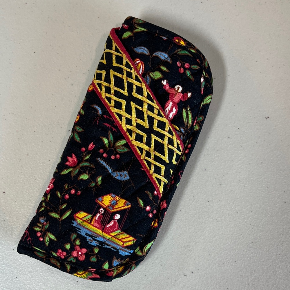 Vera Bradley RARE Ming Black Floral Double Eyeglass Case like new